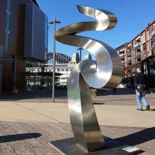 Abstract Curved Stainless Steel Sculpture - Image 3