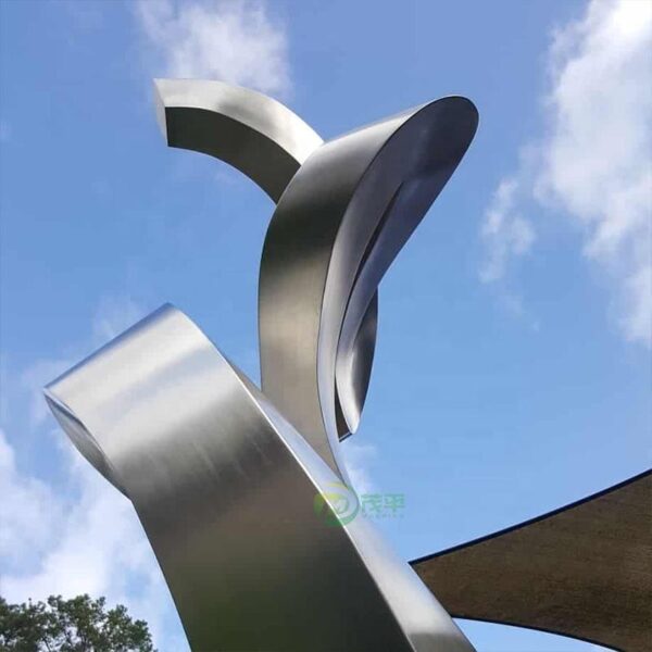 Abstract Curved Stainless Steel Sculpture - Image 2