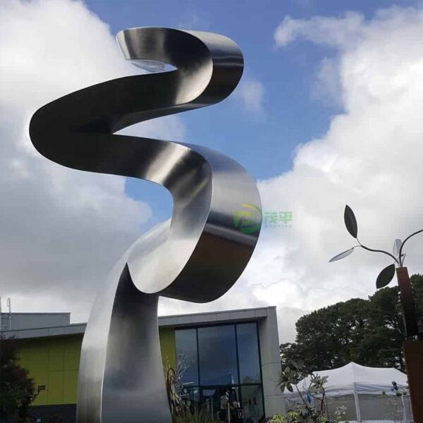 Abstract Curved Stainless Steel Sculpture