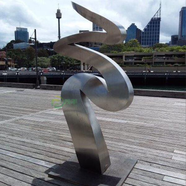 Abstract Curved Stainless Steel Sculpture - Image 4