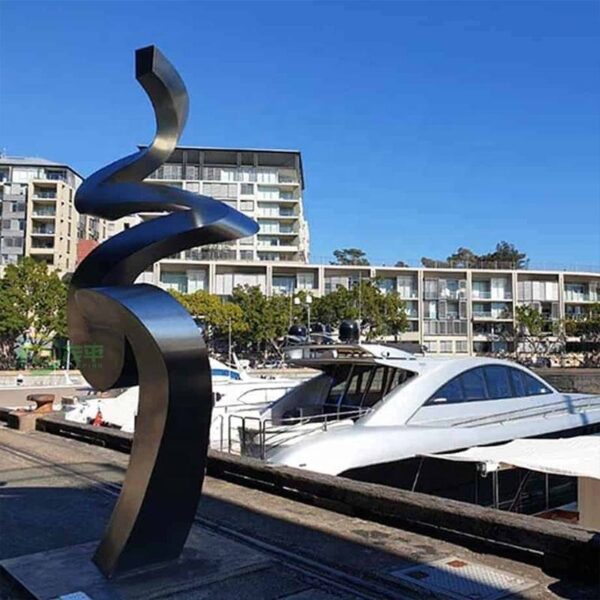 Abstract Curved Stainless Steel Sculpture - Image 5