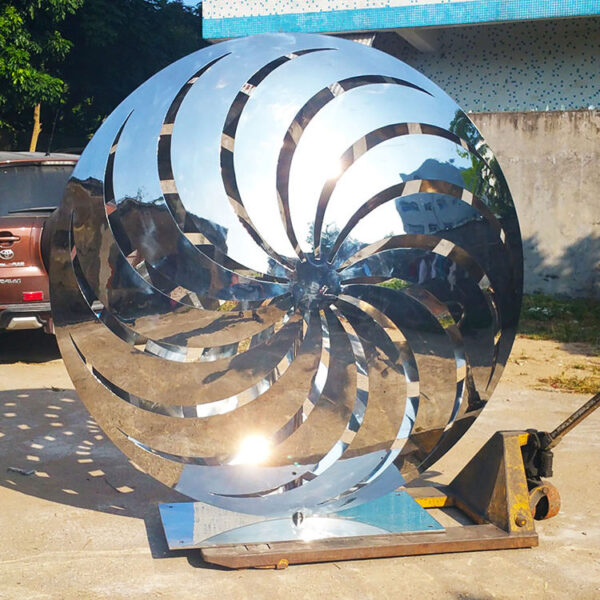 Abstract Whirlpool Stainless Steel Sculpture - Image 4