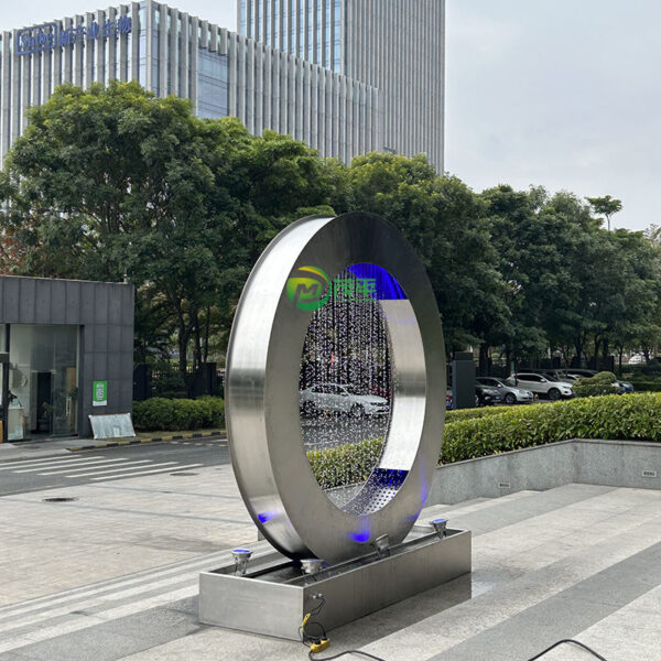 Circular Fountain Stainless Steel Sculpture - Image 6