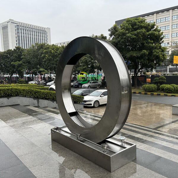 Circular Fountain Stainless Steel Sculpture - Image 5