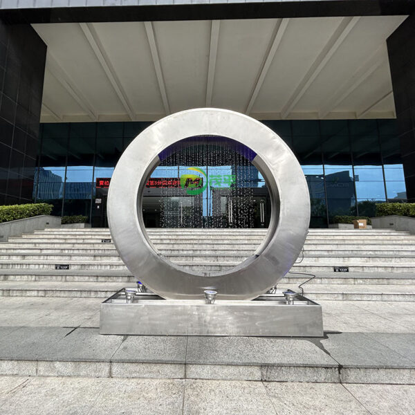 Circular Fountain Stainless Steel Sculpture