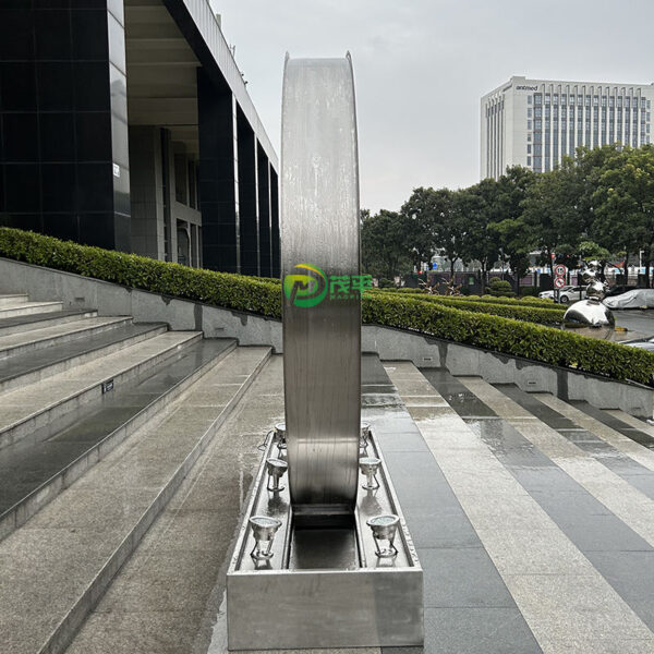 Circular Fountain Stainless Steel Sculpture - Image 4