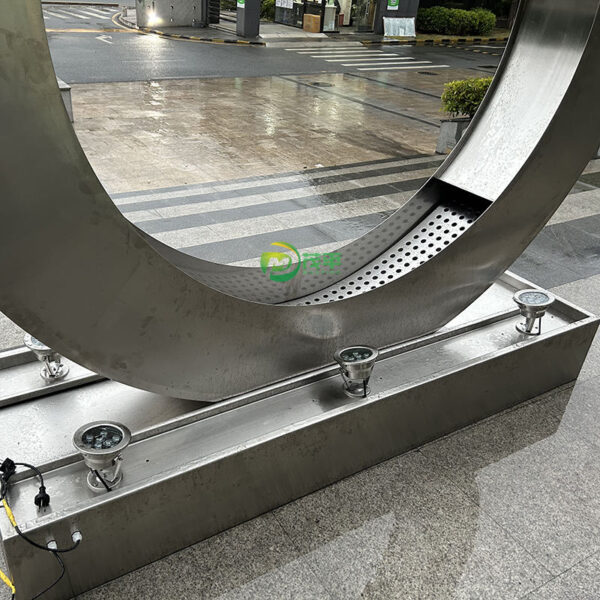 Circular Fountain Stainless Steel Sculpture - Image 3