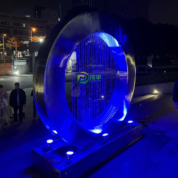Circular Fountain Stainless Steel Sculpture - Image 2