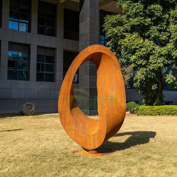 Abstract Ring Corten Steel Sculpture