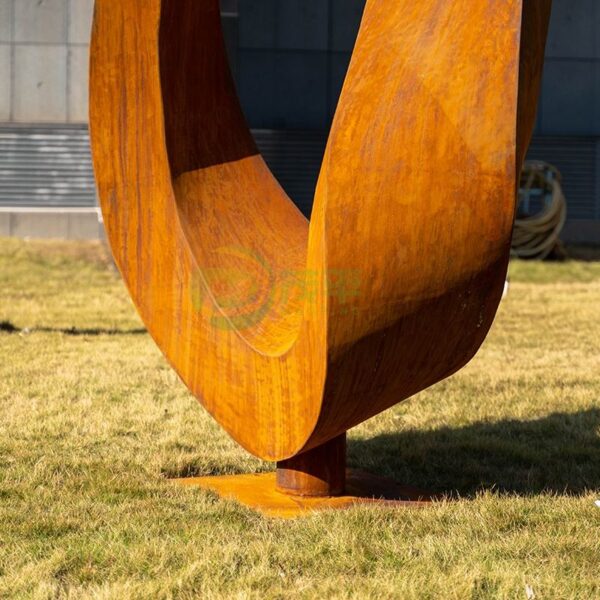 Abstract Ring Corten Steel Sculpture - Image 4