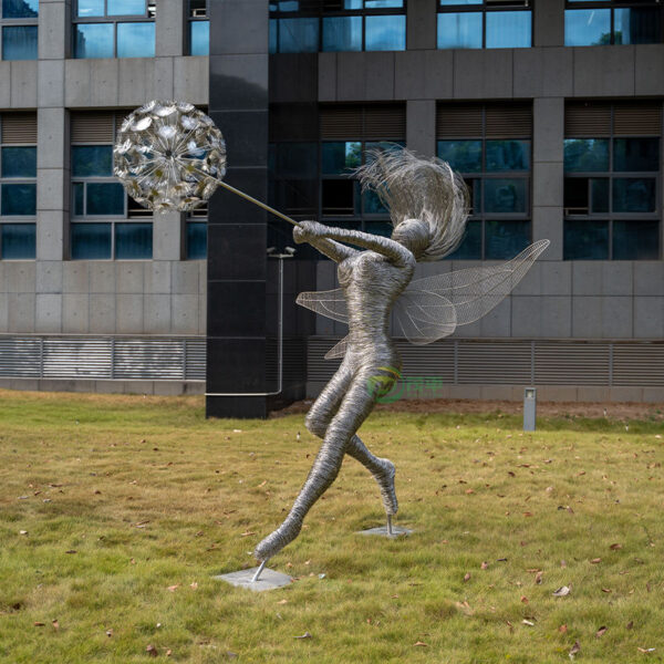Dandelion Girl Stainless Steel Sculpture - Image 5