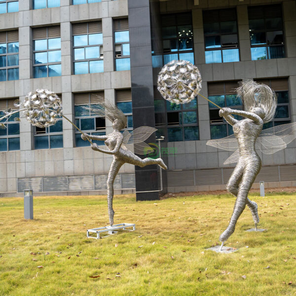 Dandelion Girl Stainless Steel Sculpture