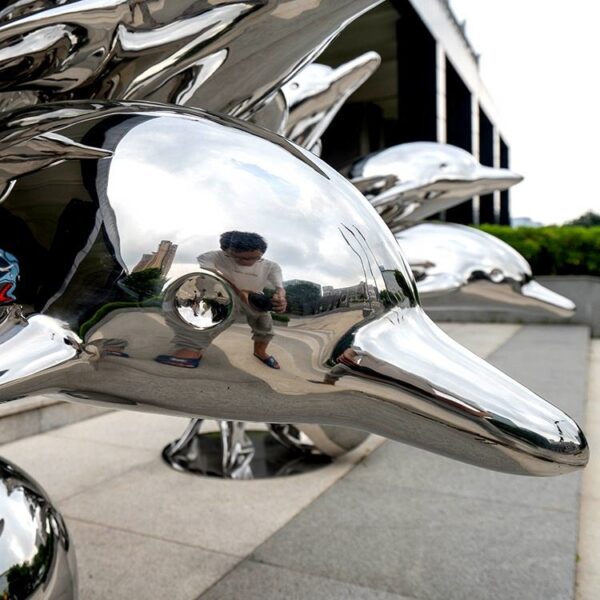 Dolphin Stainless Steel Sculpture - Image 3