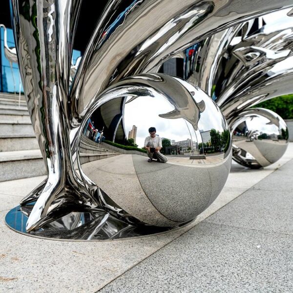 Dolphin Stainless Steel Sculpture - Image 4