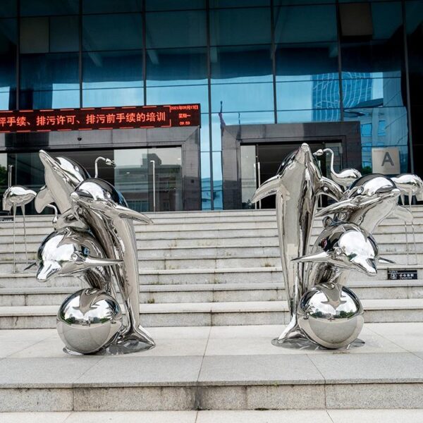 Dolphin Stainless Steel Sculpture - Image 6