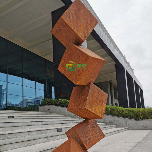 Geometric Corten steel sculpture - Image 6