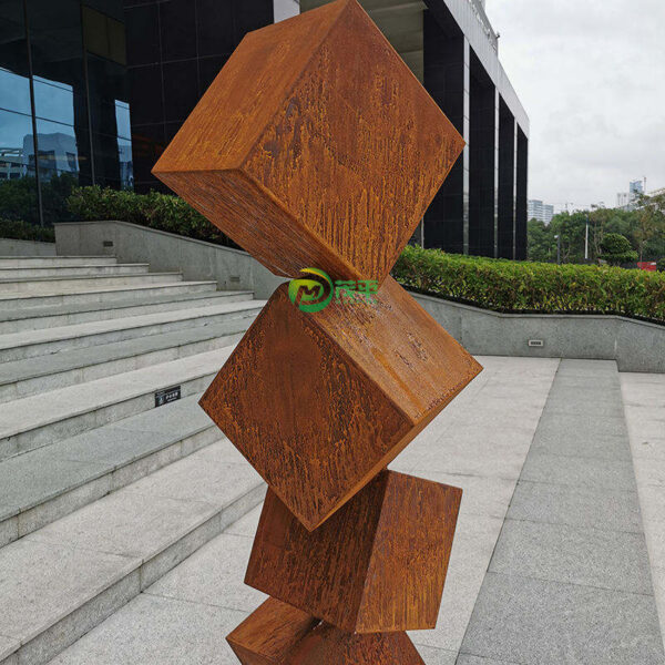 Geometric Corten steel sculpture - Image 5