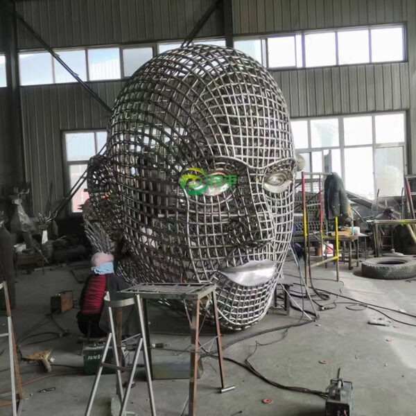 Head Stainless Steel Sculpture - Image 6