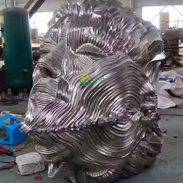 Head Stainless Steel Sculpture - Image 3