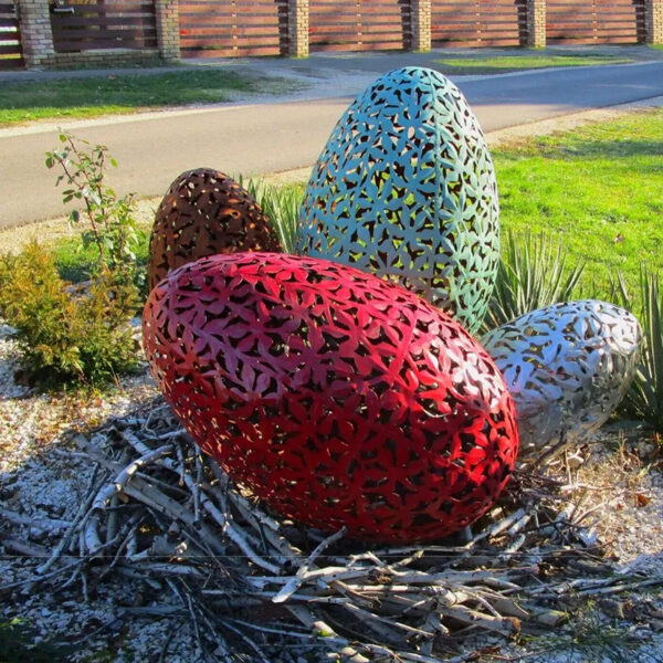 Hollow Egg Stainless Steel Sculpture - Image 2