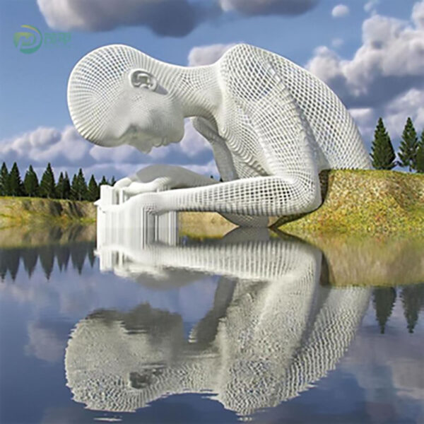 Hollow Figure Stainless Steel Sculpture - Image 6