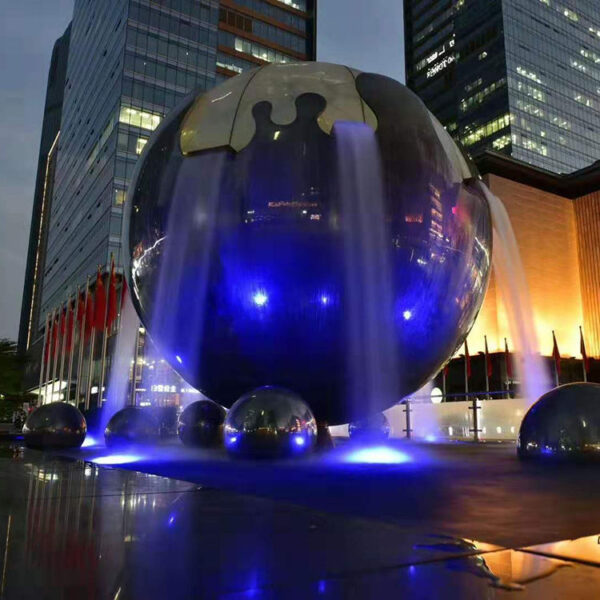 Large Stainless Steel Fountain Ball