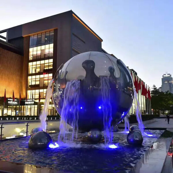Large Stainless Steel Fountain Ball - Image 5