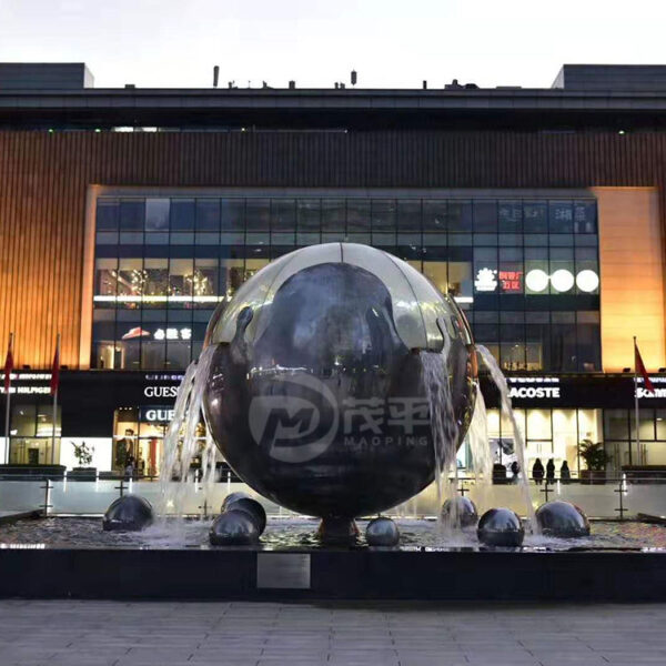 Large Stainless Steel Fountain Ball - Image 4