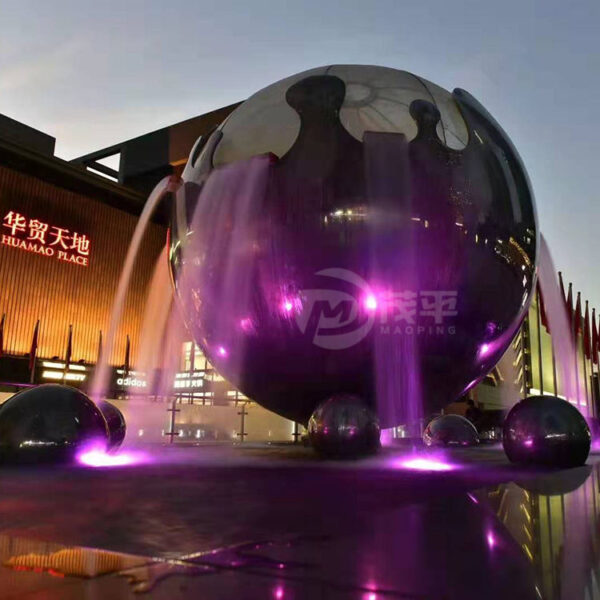Large Stainless Steel Fountain Ball - Image 2