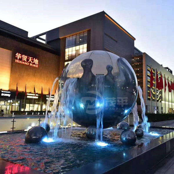 Large Stainless Steel Fountain Ball - Image 3