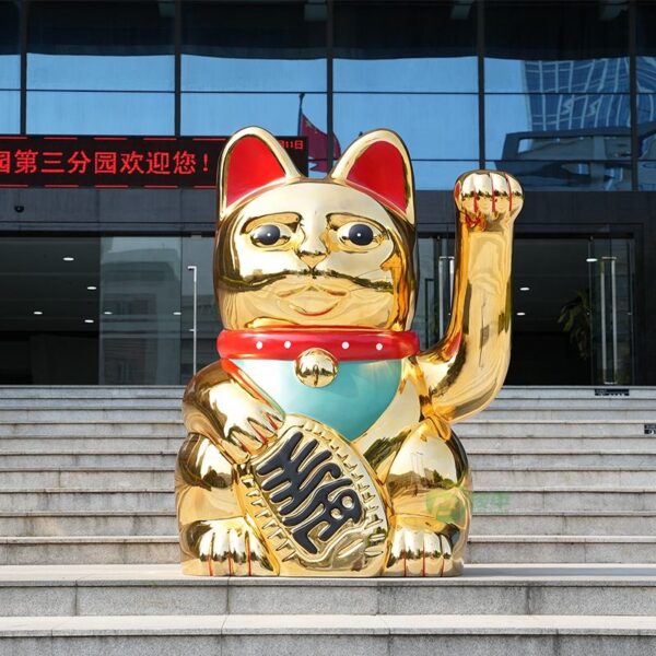 Lucky Cat Stainless Steel Sculpture