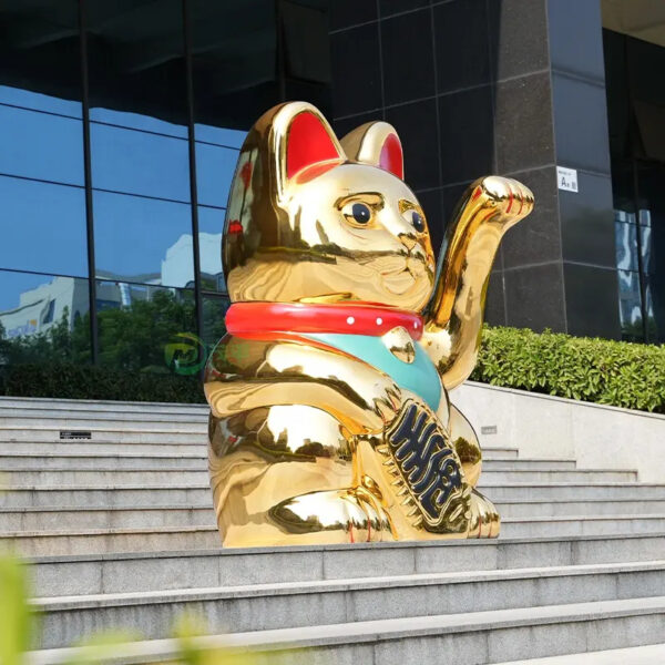 Lucky Cat Stainless Steel Sculpture - Image 2