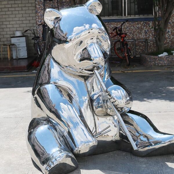 Panda Stainless Steel Sculpture - Image 2