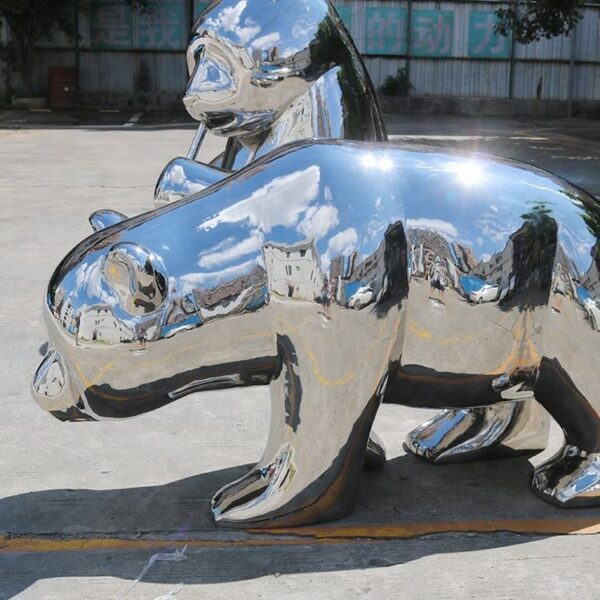 Panda Stainless Steel Sculpture - Image 3