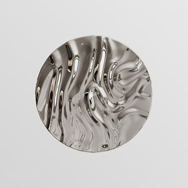 Round Pleated Wall Stainless Steel Sculpture - Image 5