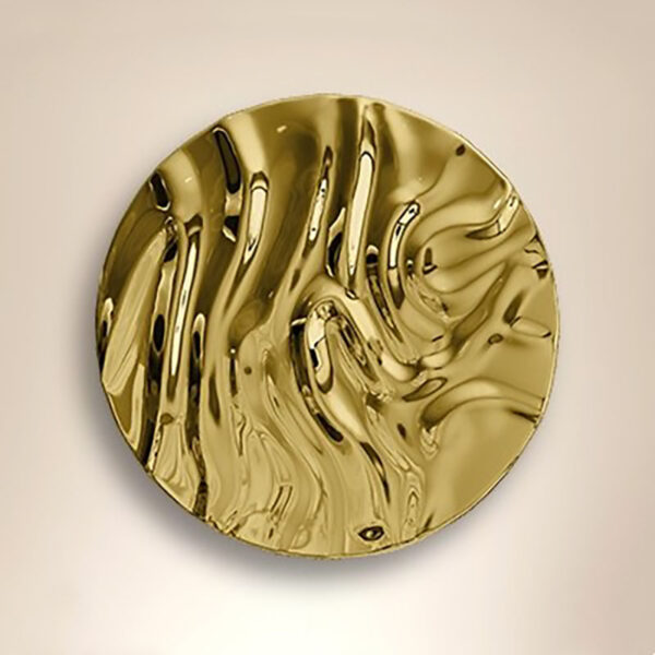 Round Pleated Wall Stainless Steel Sculpture - Image 4