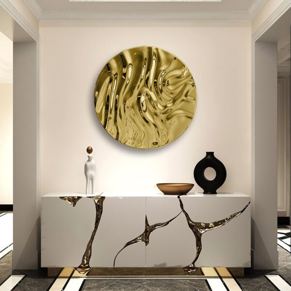 Round Pleated Wall Stainless Steel Sculpture