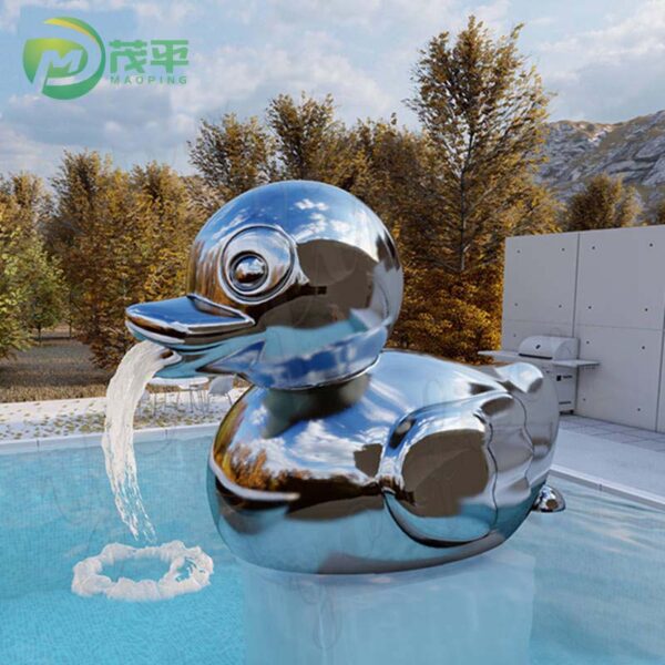 Animal Duck Fountain Stainless Steel Sculpture