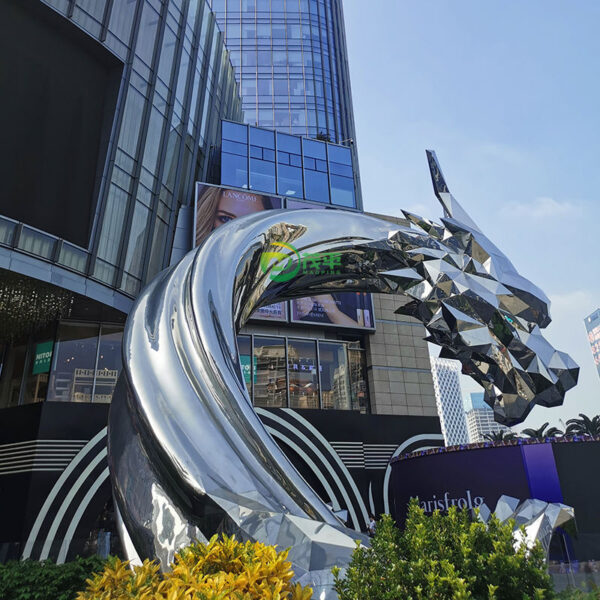 Polished Dragon Stainless Steel Sculpture