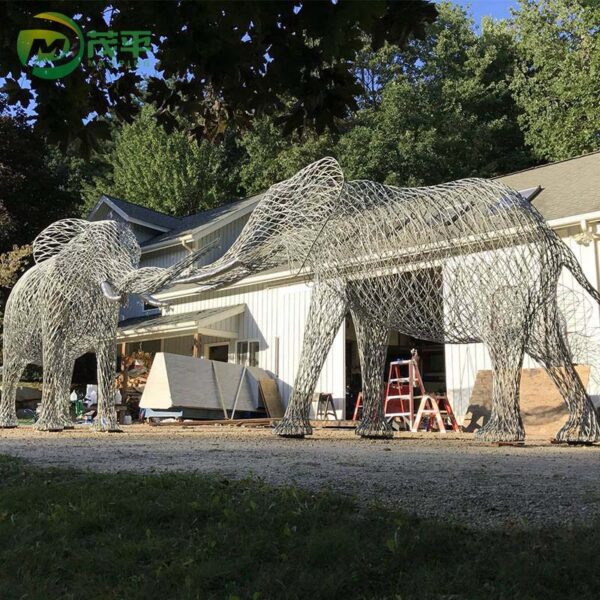 Elephant Mesh Stainless Steel Sculpture