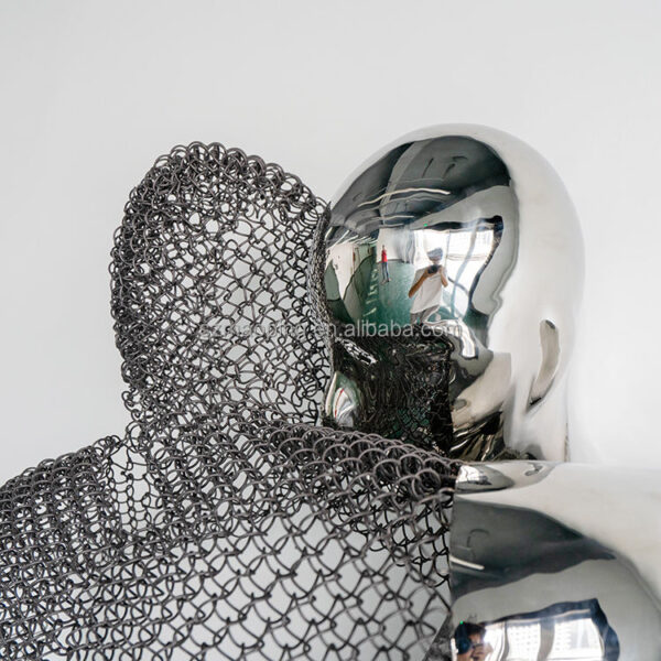 Embrace Figure Stainless Steel Sculpture - Image 2