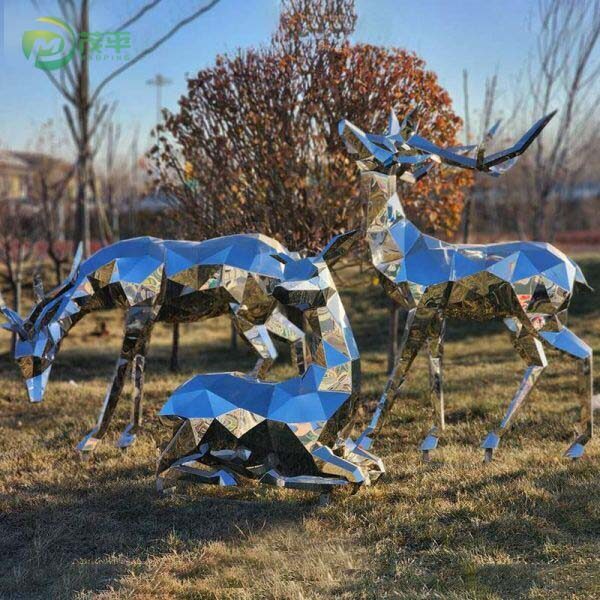 Geometric Deer Stainless Steel Sculpture - Image 2