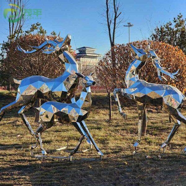 Geometric Deer Stainless Steel Sculpture - Image 3