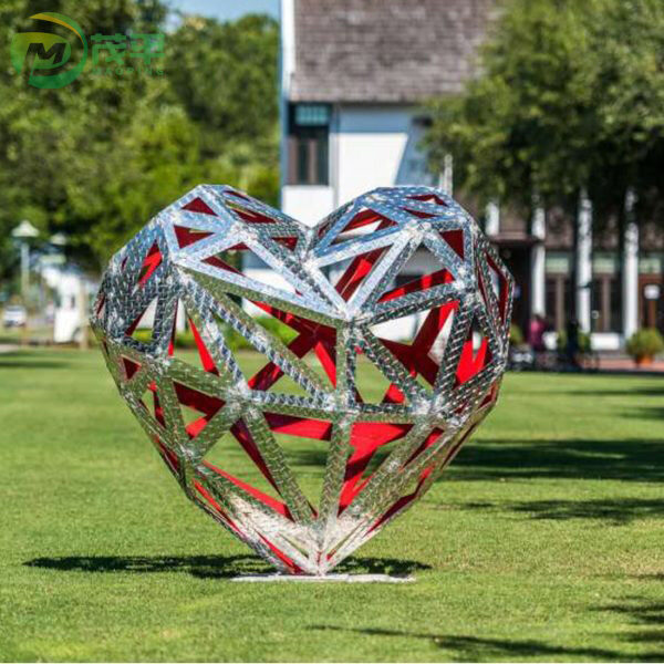 Heart Shaped Hollow Stainless Steel Sculpture