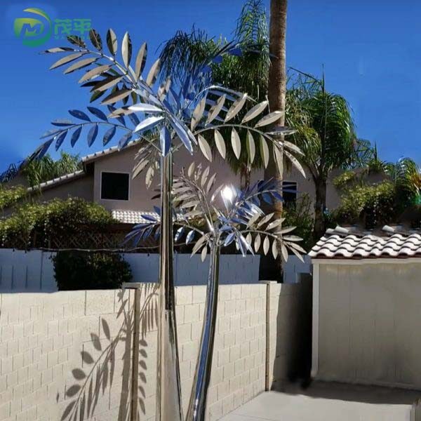 Large Outdoor Metal Palm Stainless Steel Sculpture - Image 3