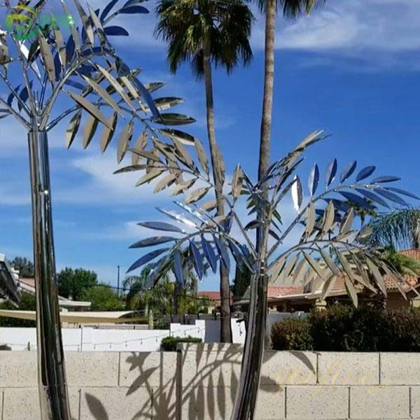 Large Outdoor Metal Palm Stainless Steel Sculpture - Image 2