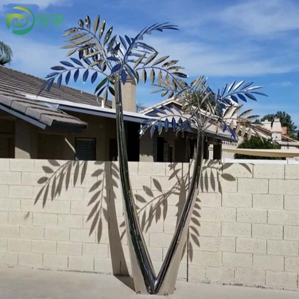 Large Outdoor Metal Palm Stainless Steel Sculpture
