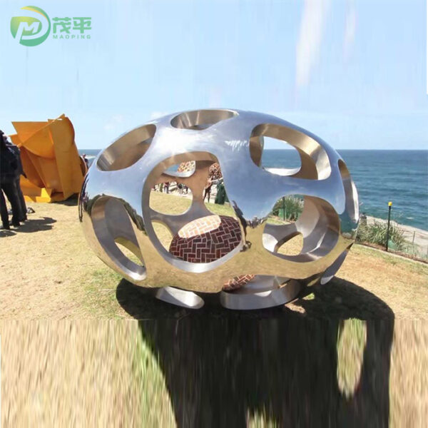 Stainless Steel Spherical hollow Metal Sculpture