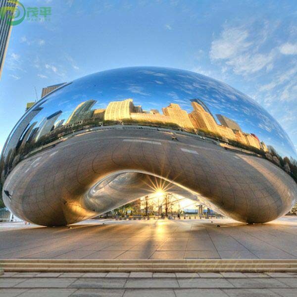 Modern Polished Bean Stainless Steel Sculpture