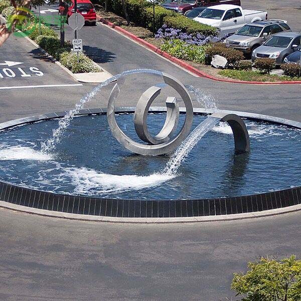 Outdoor Square Water Feature Stainless Steel Sculpture - Image 2